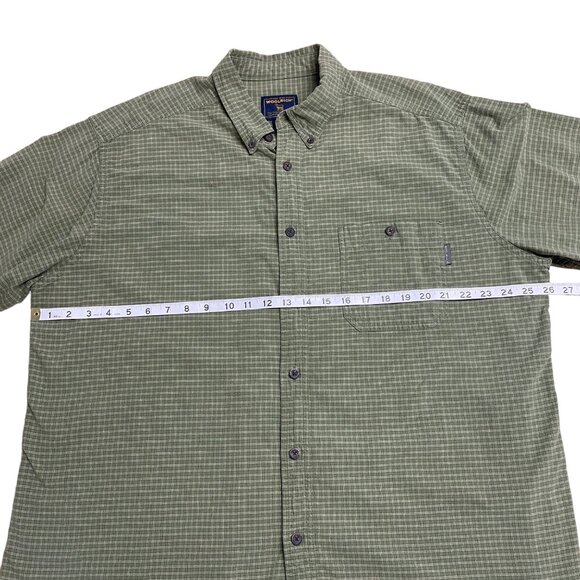 WOOLRICH SHIRT BUTTON DOWN LONG SLEEVE MENS XL CHECK LIGHT MOSS COTTON CASUAL - Picture 8 of 10